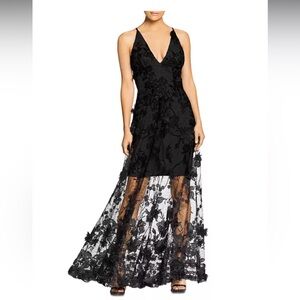 Dress the Population Black Floral High-Low Lace Evening Dress